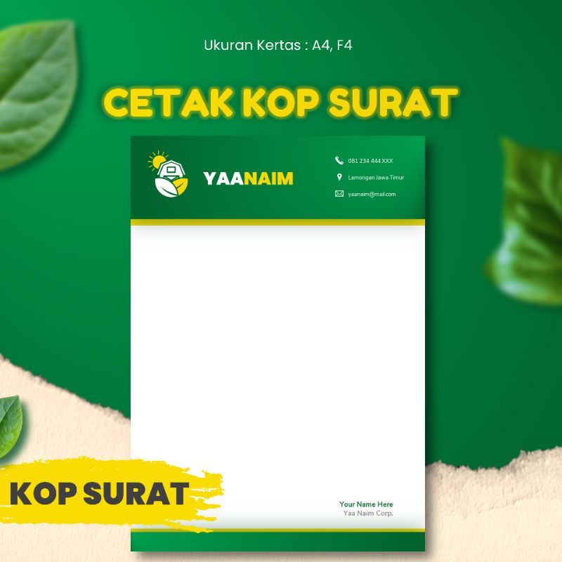 

Cetak Kop Surat A4/F4 [1 Sisi Per Rim] Tidak Support Bordless