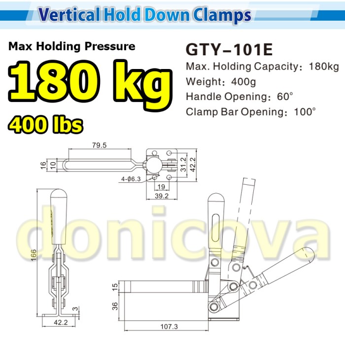 Toggle Clamp Vertical GH 101E GTY 101 E setara WIPRO TCV-905 180kg