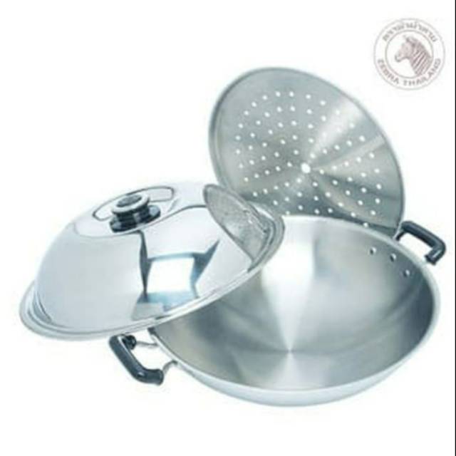 Zebra 5 Ply Wok 42 Cm With Steaming (176202) / Wajan Multifungsi