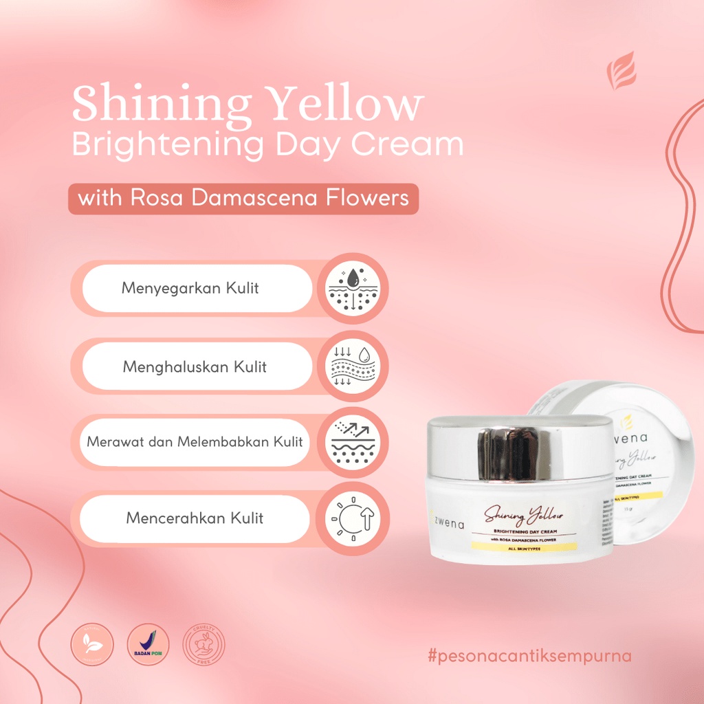 ZWENA Brightening Day Cream with Rosa damascena Flower Skincare Pencerah dan Nutrisi Wajah Original BPOM