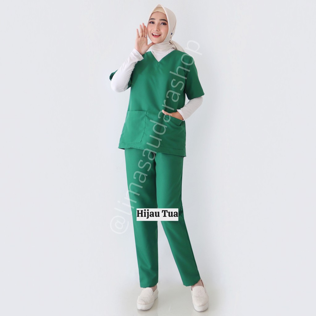 READY! BAJU JAGA LENGAN PENDEK UNISEX (BAJU OKA/ OK/ BAJU SCRUB MEDIS) 1 SET BAJU DAN CELANA