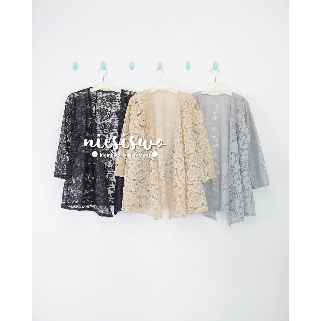 (BISA COD) (REAL PICTURE) RISANTY OUTER  / OUTER BROKAT/ CARDIGAN BROKAT / KARDIGAN BLAZER