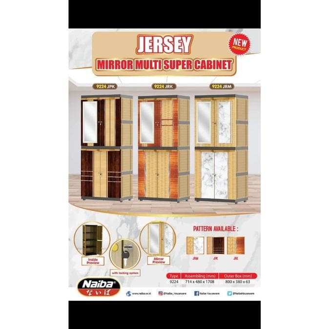 Lemari Plastik Naiba Jersey Mirror 9224 + kaca