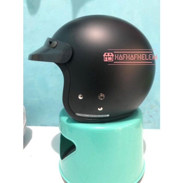HELM BOGO RETRO DEWASA WARNA HITAM DOP