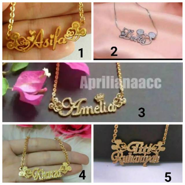 Kalung Nama Miki Mouse Permata Pasir mickey mouse