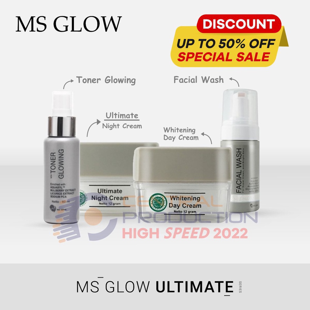 Ms Glow Ultimate Series, Skincare Anti Penuaan Original, Skincare Flek Hitam Membandel, Ms Glow Original Bpom
