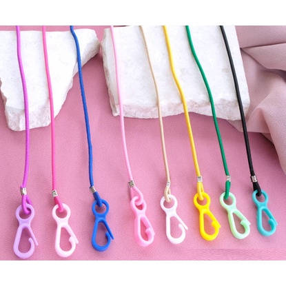 Strap Tali Masker biasa &amp; Karet Polos 2 IN 1 Kalung Masker Stopper Aneka Warna Kekinian