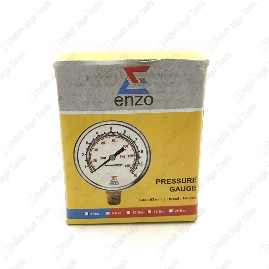 ENZO Manometer 10 16 25 Bar - Pressure Gauge Ukuran Angin Kompresor