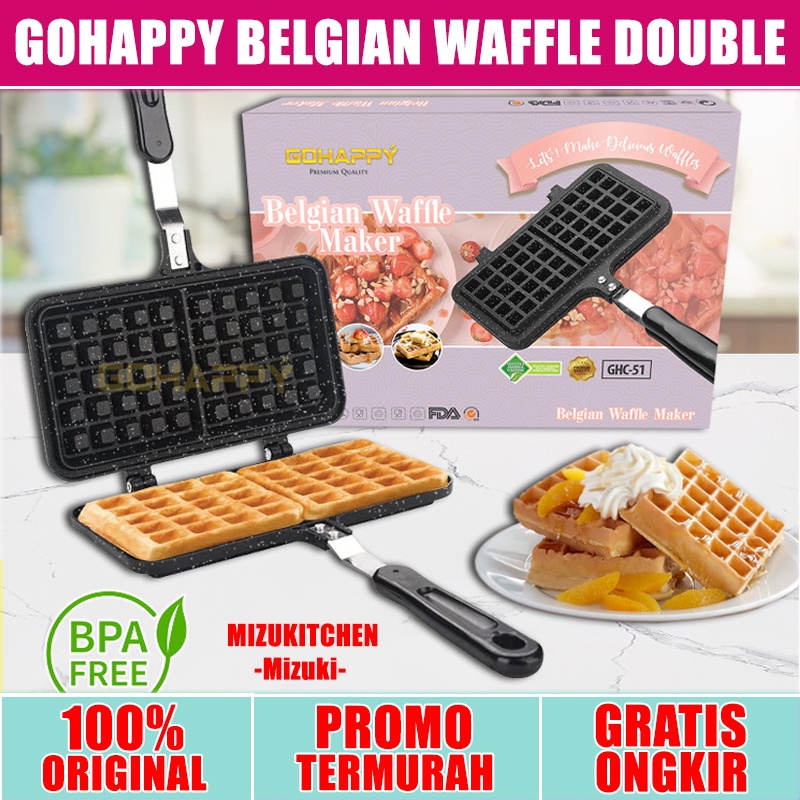Gohappy Waffle Maker GHC51 BELGIAN DOUBLE Alat pembuat croffel / crofel wafel anti lengket marble diatas teflon