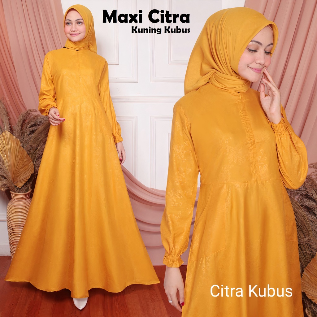 Gudang_Mukenaku Maxi Citra Gamis Syari Fashion Wanita Dewasa Bahan Katun Embos Reseleting Depan (Busui) Terbaru Premium COD bisa bayar di tujuan