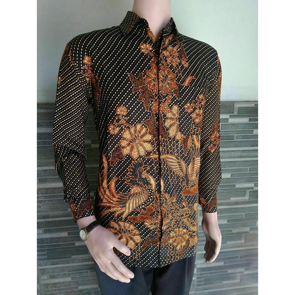 BSWART BATIK HRB026 Kenongo Hem Pendek Padi Pekalongan M L XL Batik Pria MURAH