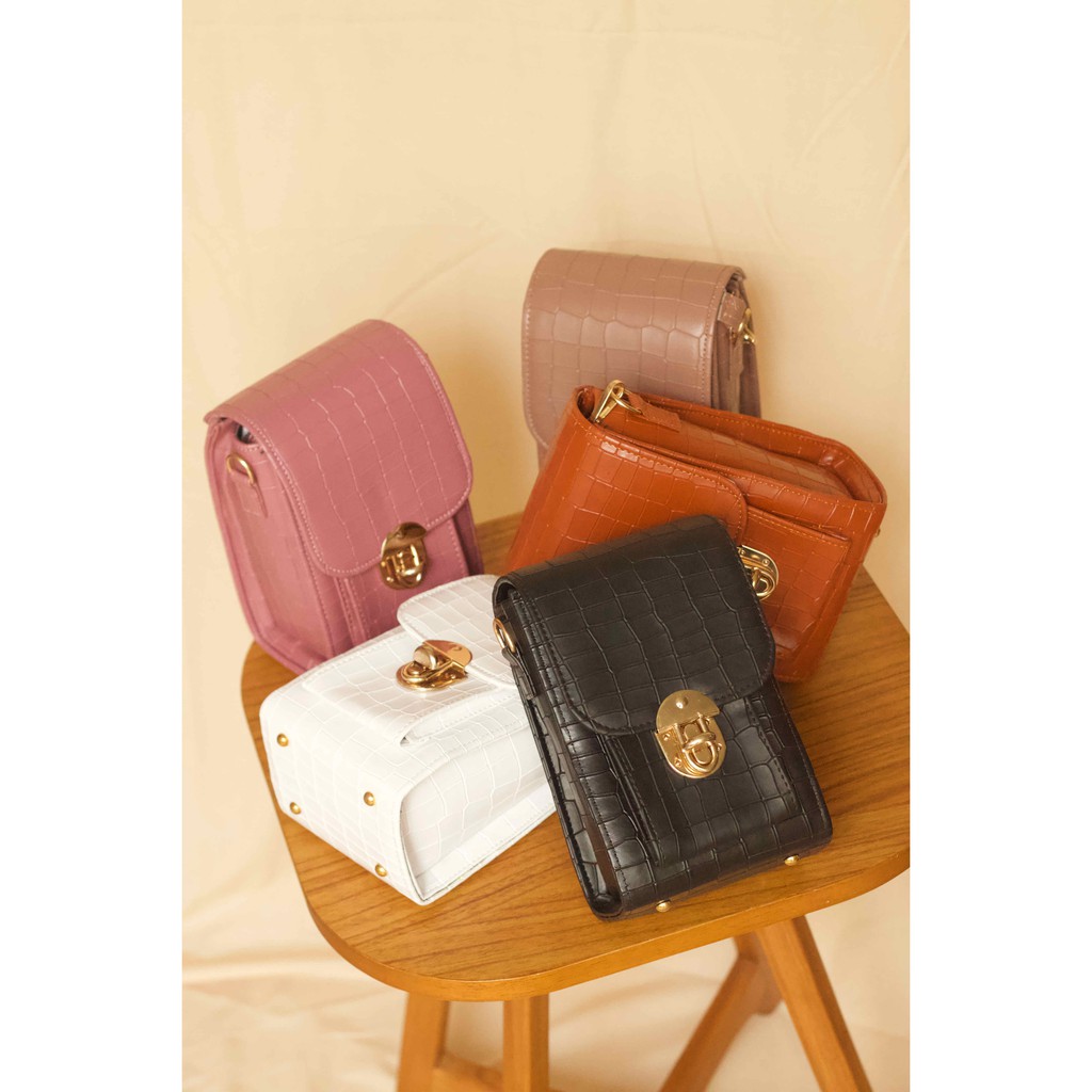 TAS PREMIUM SELEMPANG SLINGBAG WANITA CROCO VIOLA/ TAS SELEMPANG WANITA PREMIUM/ TAS SELEMPANG TALI 