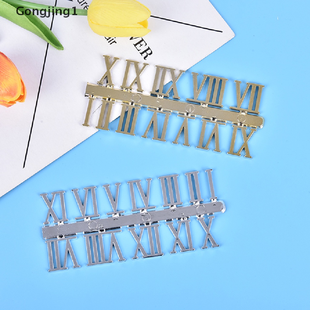 Gongjing 1 Set Stiker Angka Romawi Warna Emas Metalik Ukuran 10mm