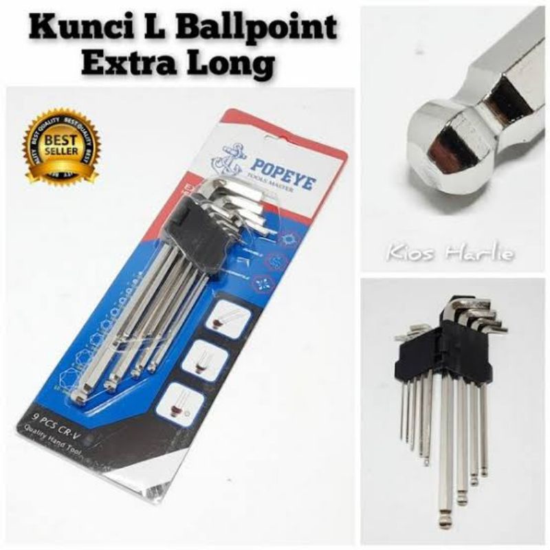 Kunci L 9pcs 9 pcs Set Panjang Ballpoint Ball Point Hex Key Bolpoin - RRT (YSK/Popeye/YhongGong)