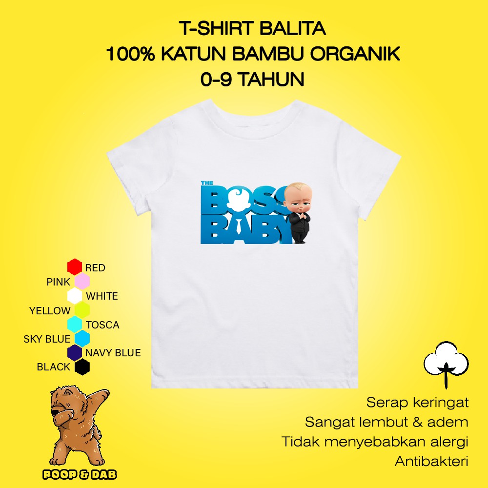 SHINZO - Kaos Boss Baby - Tshirt The Boss Baby Tee - Kaos Balita - Baju Lebaran Anak - Kids Tee
