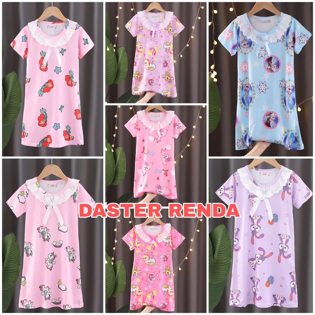 BAJUKIDDIE DASTER RENDA BAJU SANTAI BAJU TIDUR ANAK CEWEK IMPOR ADEM MOTIF LUCU