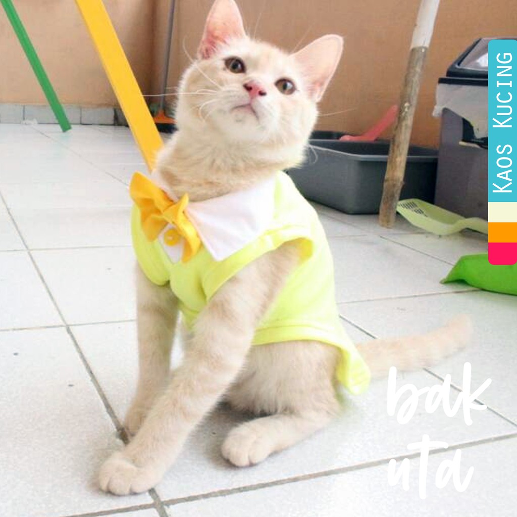 Kaos tuxedo warna kuning untuk kucing &amp; anjing /Jual Baju Kucing Terlengkap &amp; Berkualitas size S-XL