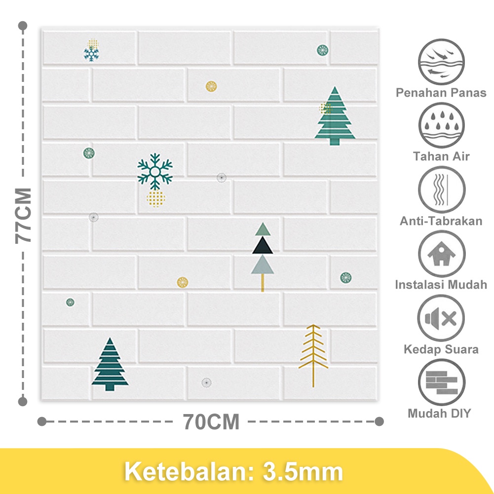 Wallpaper Dinding Foam 3D Dekor Kamar Motif Batu Bata Wallpaper High Quality-Snowflake(3.5mm)