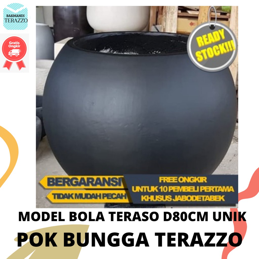 BAKMANDI TERAZZO/POT BOLA TERASO D80CM HITAM