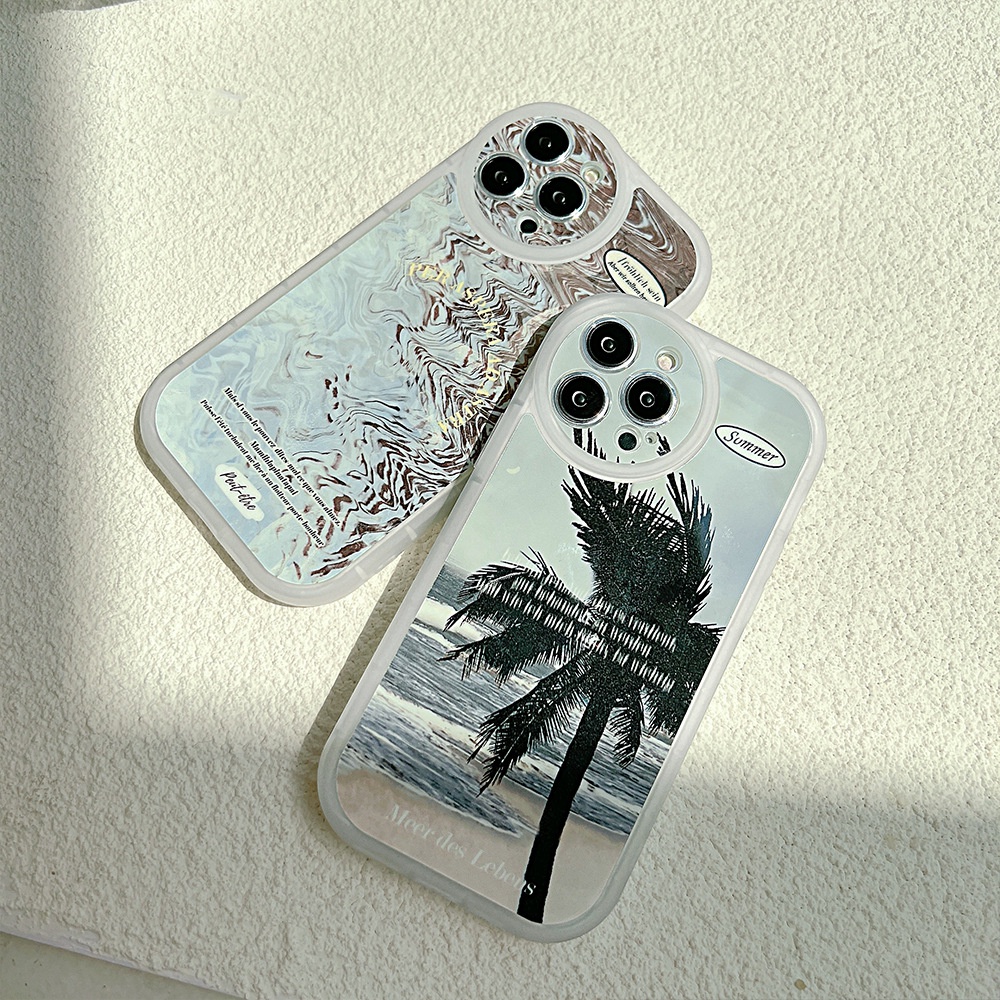 Ins Casing Iphone 13 XS XR 11 12 Mini PRO MAX Motif Pohon Kelapa Transparan