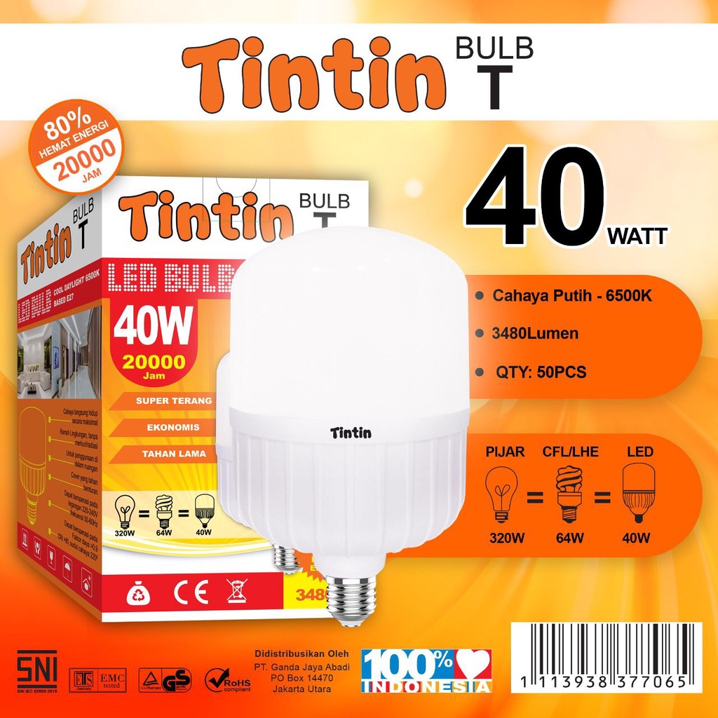 Lampu Led 40watt Murah / Lampu Led Capsule 40watt Murah Meriah Tintin