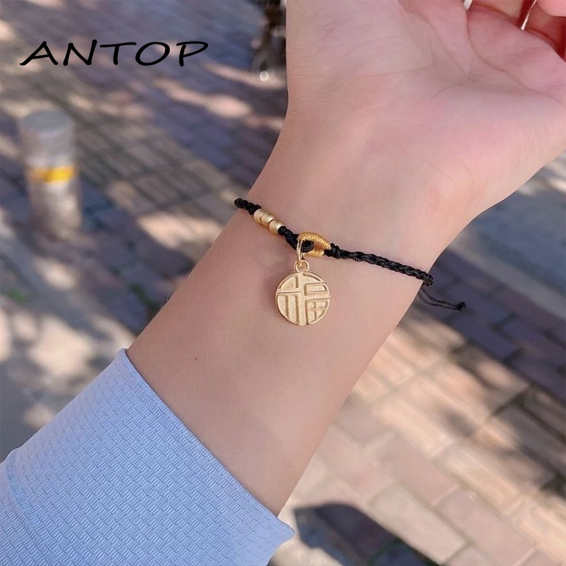 Korea Karakter Fu Kalung Tali Hitam Kalung Disesuaikan Fashion Perhiasan Temperamen ANTOP