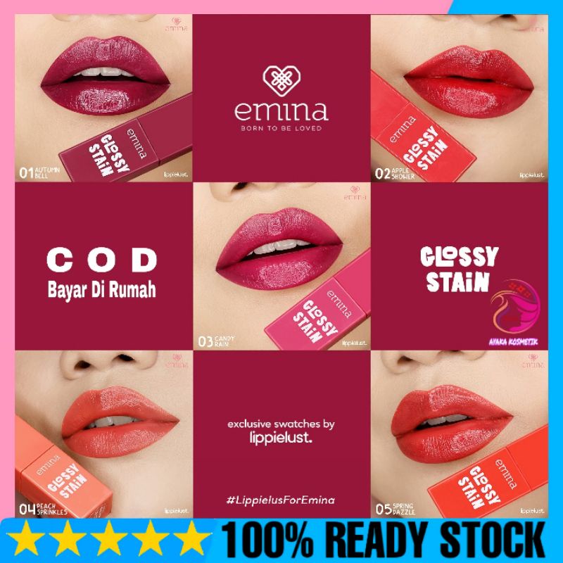 Emina Glossy Stain Lip Gloss 01 02 04 Lip Tint Lipstik