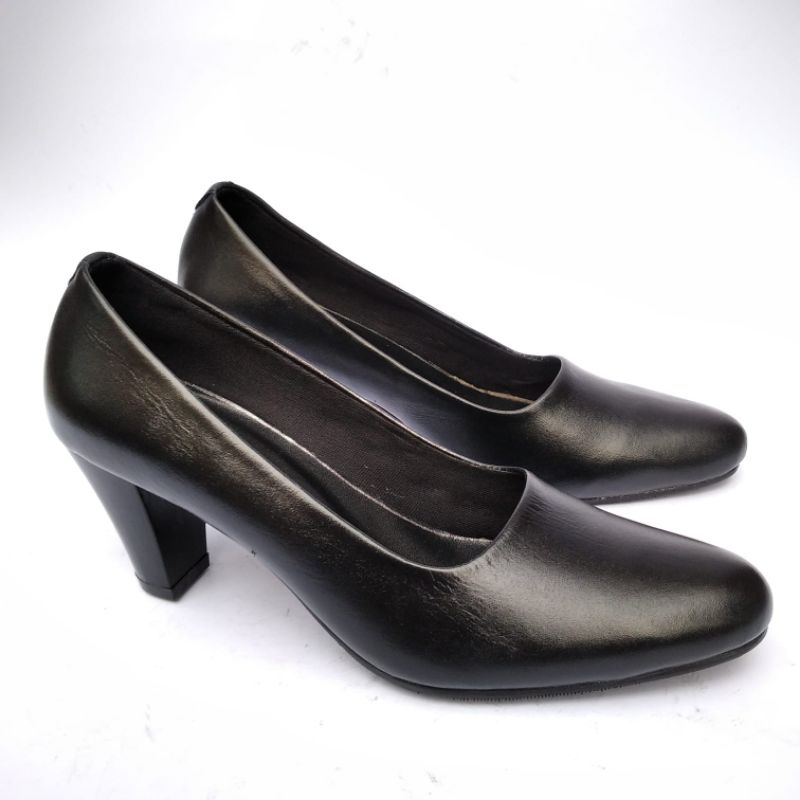 Sepatu Heels Wanita Pantofel Kulit Asli