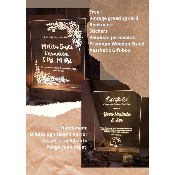 Kado Lampu Tidur Akrilik- Standing Acrylic With Lamp - Lettering