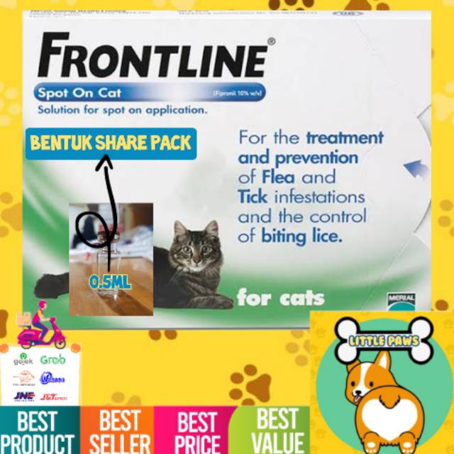 Repack Obat Kutu Kucing FRONTLINE SPOT ON Cat Original / SHARE PACK - Tetes adult kitten