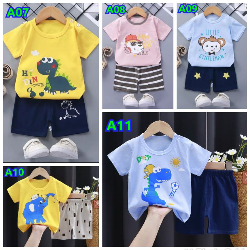 setelan baju bayi/set baju anak perempuan laki/baju anak fashion import/setelan pendek bayi anak unisex import