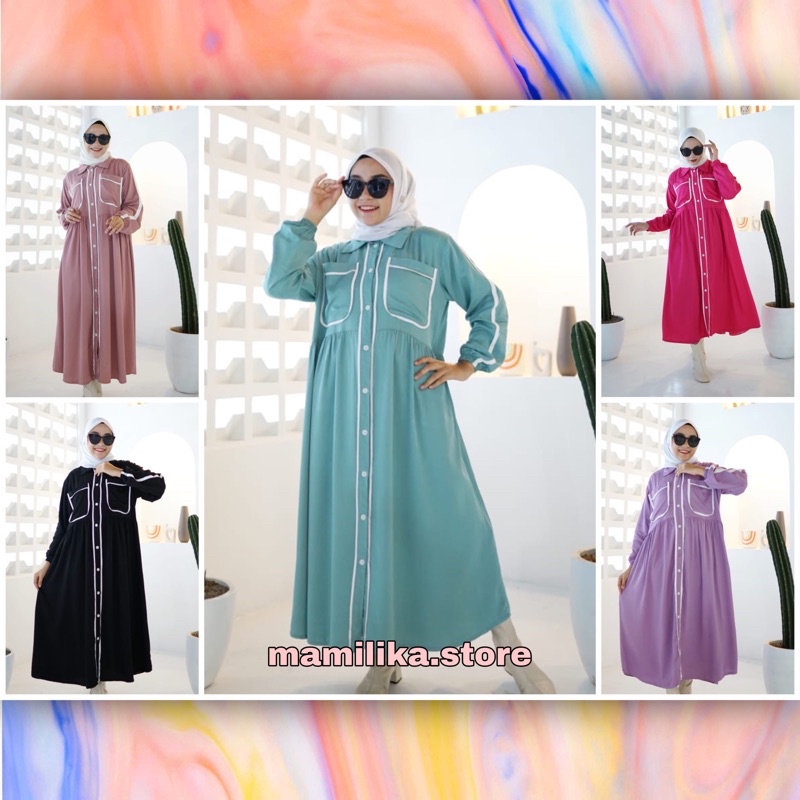 HELMA MIDI DRESS | DRESS KEKINIAN | DRESS KONDANGAN | GAMIS MUSLIM | GAMIS POLOS