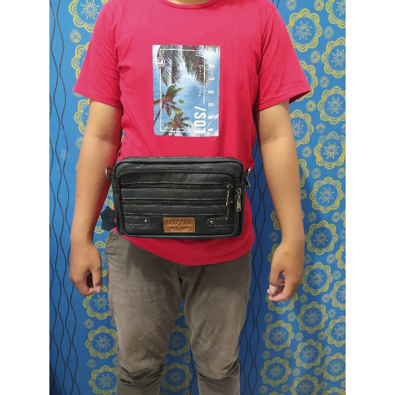 TAS KULIT WANITA PRIA MULTIFUNGSI BISA JINJING SELEMPANG PINGGANG Shoulder Bag Kulit Sapi Asli AP01