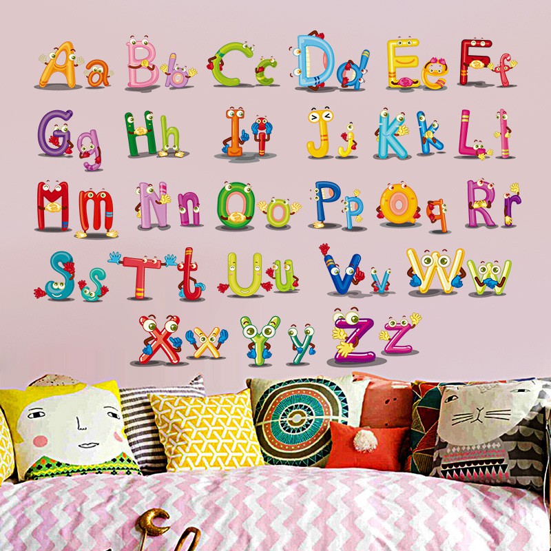 Reliza Wall Sticker Alpabeth 46x60cm Huruf Abjad Study Anak Belajar Stiker Dinding LDR6220