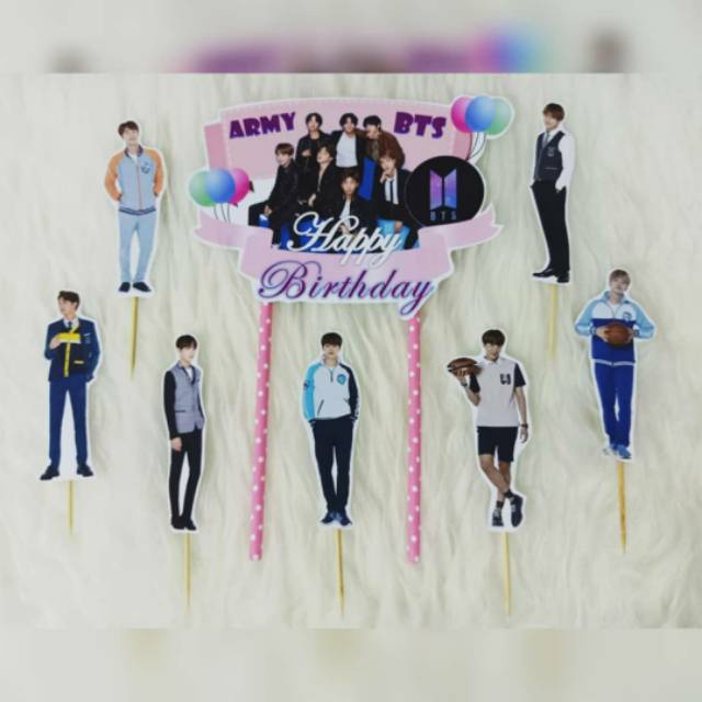 Topper BTS Party topper ulang tahun Topper Puding topper tart hiasan kue hiasan ultah hiasan cake