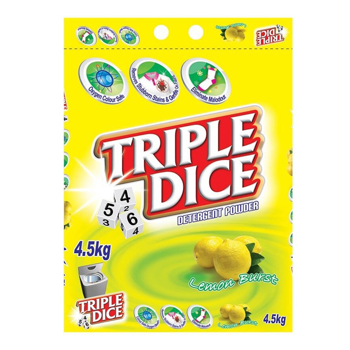 TRIPLE DICE Deterjen Bubuk Lemon Burst 4.5 kg
