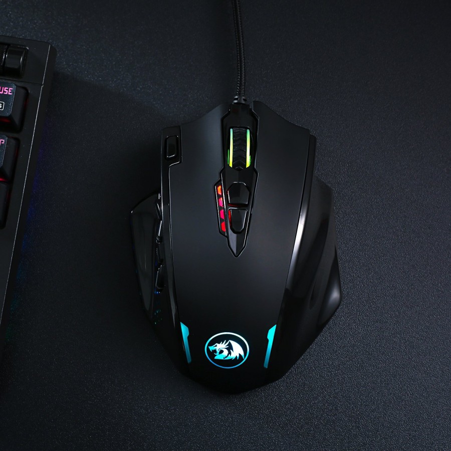 Mouse Gaming Redragon Wired Usb 2.0 12400Dpi 1Khz Macro rgb 220ips with weight tunning set Impact m908 m-908