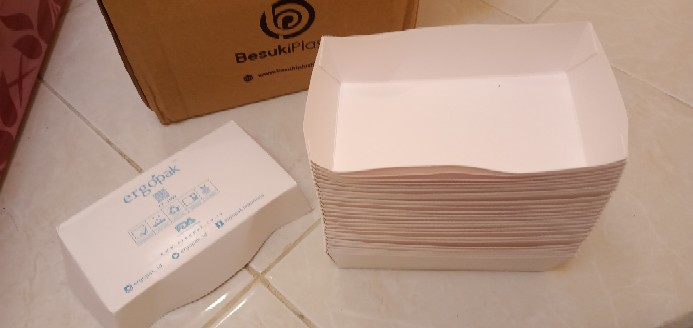 Tray Lunchbox M Polos Food Grade Laminated, Tempat Kentang, Tray Kertas, Mangkok Kertas