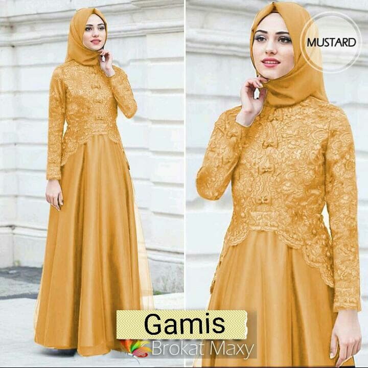 SMARTDN Promo Terbaru gamis syari kaira mustard baju muslim pesta mewah murah mx kae vt