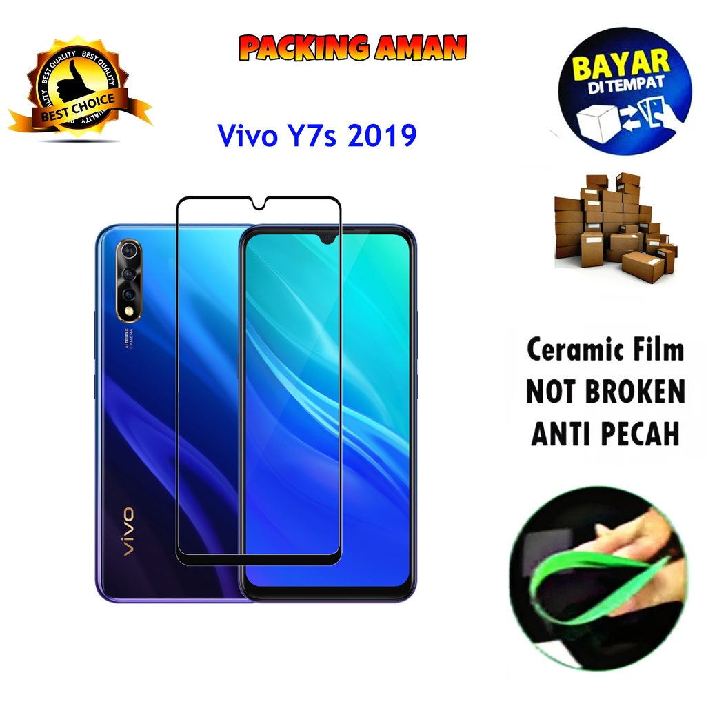 Tempered Glass Vivo Y7s 2019 FULL COVER FULL SCREEN Ceramic Film Anti Gores