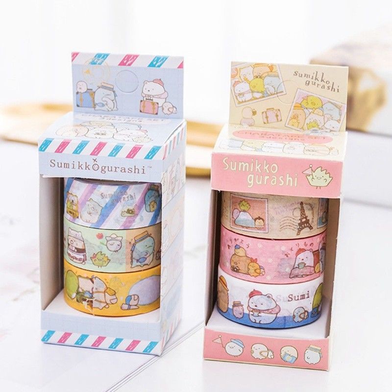 

Perlengkapan Sekolah Yo Yo 3Pcs / Set Selotip Washi Motif Kartun sumikko gurashi untuk Dekorasi