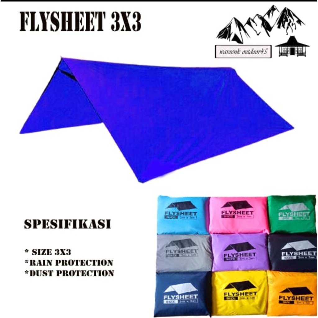 Flysheet 3x3 ultra light / Flysheet atap tenda bushcraft trapteen waterproof / flysheet 3x3 waterproof / plesit 3x3