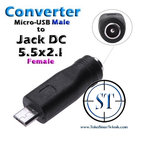 Adapter Converter Micro USB 5 Pin Male to Jack DC Power Plug 5.5x2.1mm