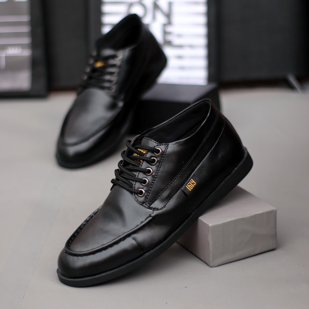 Sepatu Casual Formal Pria Pantofel Bertali Oxford Hitam Kulit Asli Original Kerja Kantor Trandy