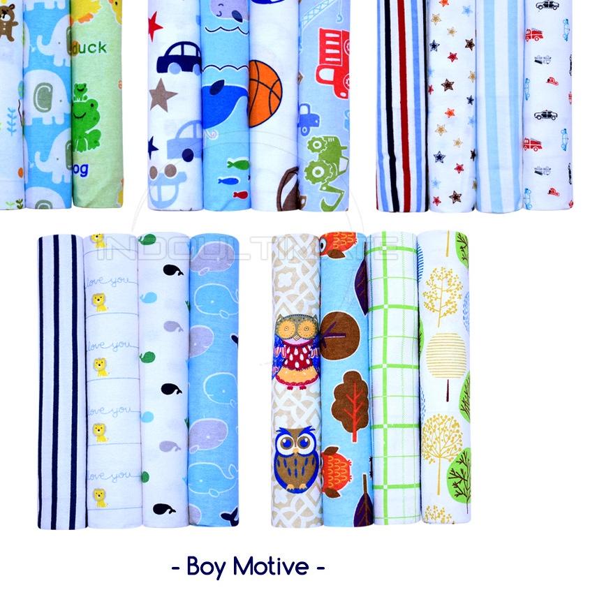 ♦ BEDONG BAYI 4 PCS JUMBO 97 cm x 76 cm / Bedong Kain Motif HA BC-206 bedong flanel import ✪