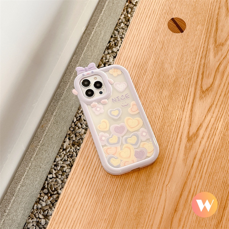 Casing Soft Case TPU Motif Hati / Smile 3D Untuk IPhone XR 11 13 12 Pro MAX 6 6S 7 8 Plus XR X XS MAX SE