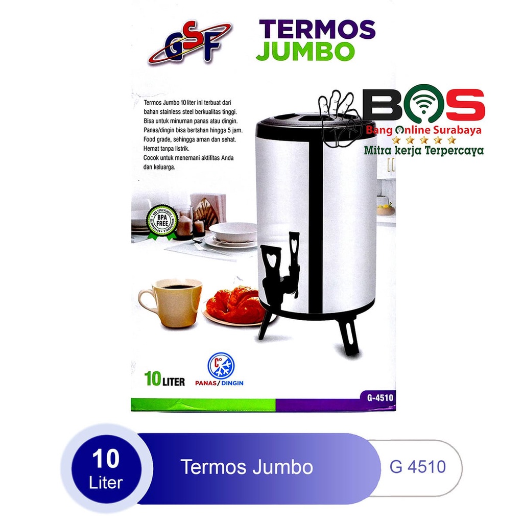 Termos Besar Tuas Keran Water Jug Milk Tea Termos 10 Liter Termos Stainless GSF 4510 GSF-4510