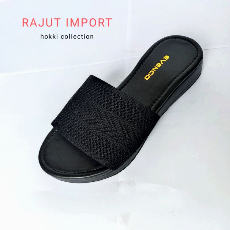 RJT-01 Sandal Rajut wedges Import Sol Spon Bungkus Terbaru