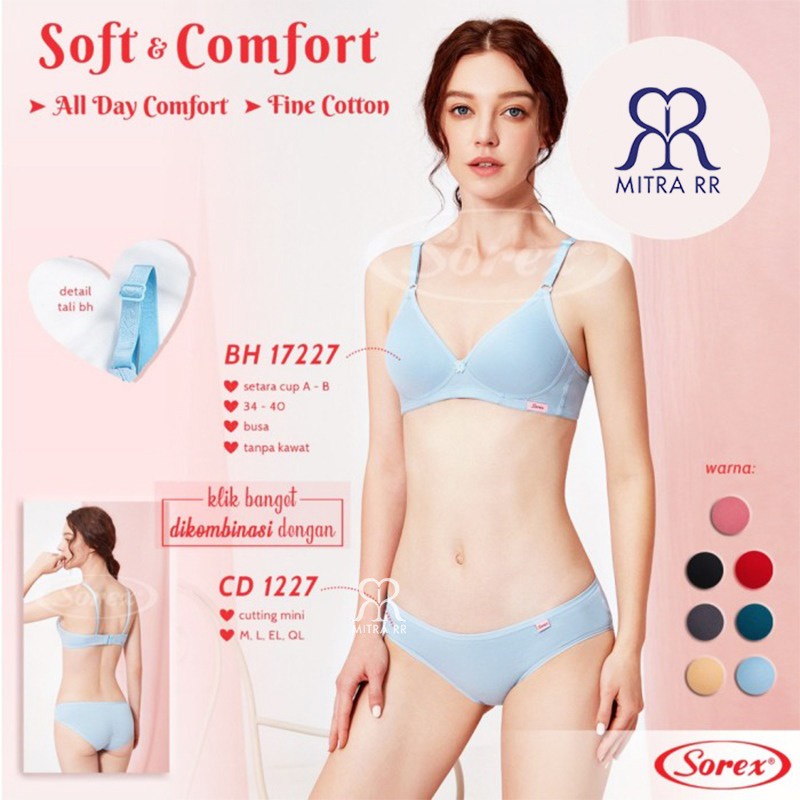 BH Sorex 17227 Bra Busa Tanpa Kawat Setara Cup A-B Kait 2 Soft &amp; Comfort