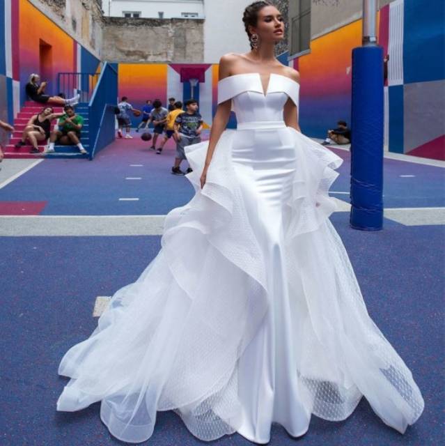 Gaun Wedding Pengantin Sederhana Bridal Dress Mermaid Pernikahan Guan Seksi Afrika